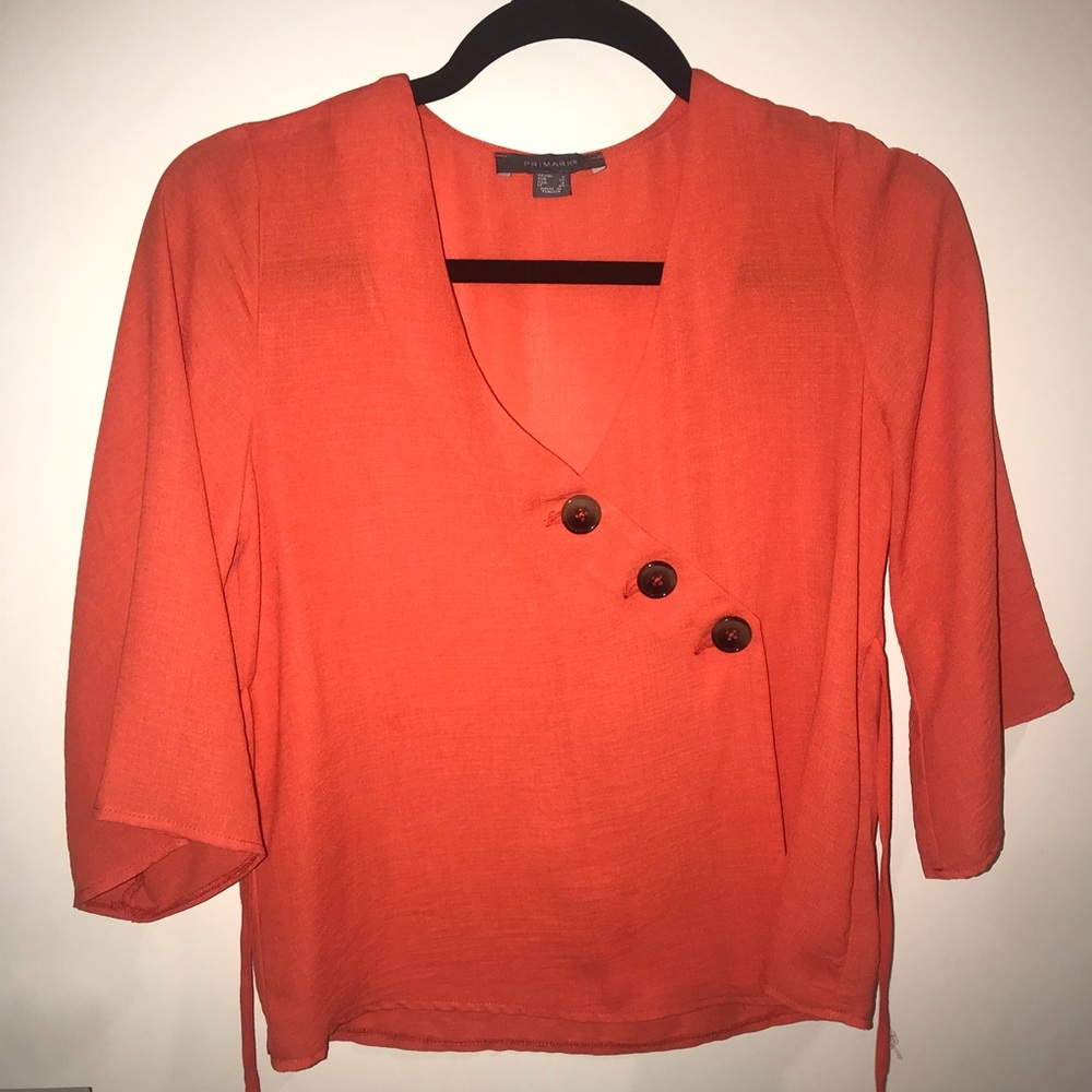 New without tags bright coral tie waist top